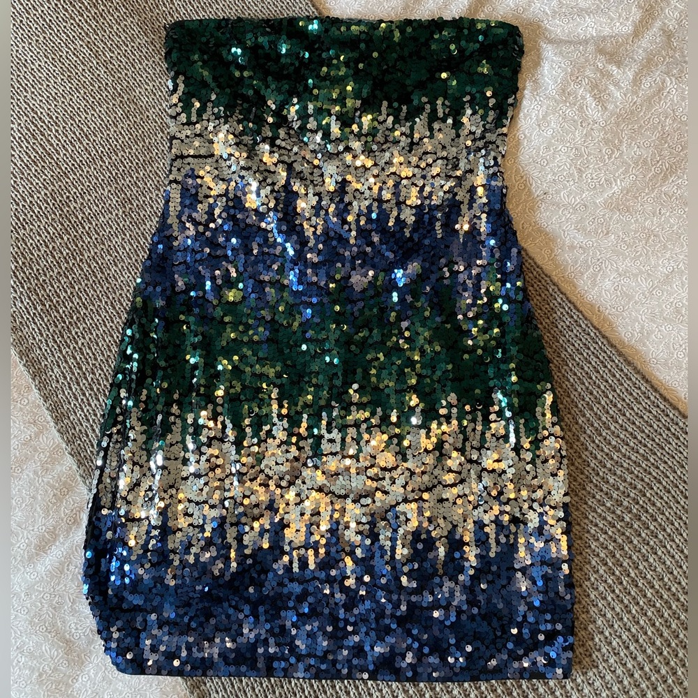 Express Strapless Sequin Dress Size M